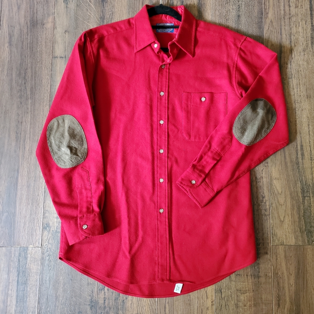 Pendleton Men's Red 100% Virgin Wool Button Up